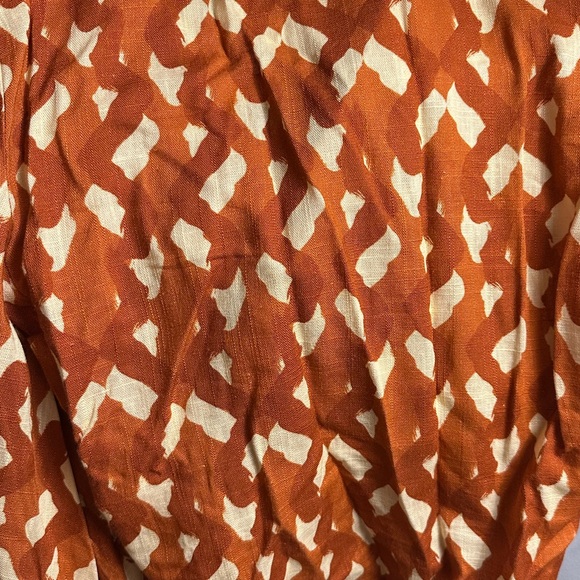 Zara Relaxed Crop Blouse in Brown and Orange with Notched Collar - Picture 12 of 14